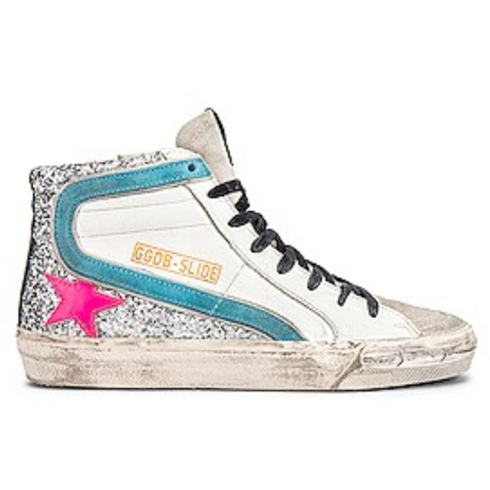 Golden Goose Women's White and Pink High-Top Sneakers